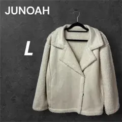 JUNOAH 白 L ジャケット ボアジャケット 裏起毛 ボア 中綿 防寒 冬服