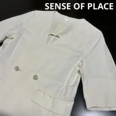 【美品】 SENSE OF PLACE ジャケット ノーカラー リネン 麻 半袖のサムネイル