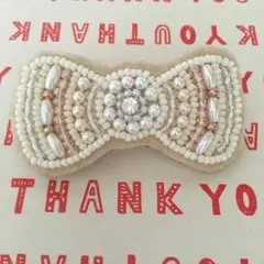 リボン型バレッタ(ホワイトピンク)