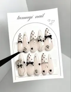 ネイルチップ 量産型 ドット スナ系 ワンホン ガーリー ちゅるん 84