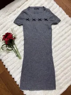 Bershka グレー ニット 半袖 ロングワンピースのサムネイル