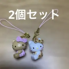 ハローキティ レオパード柄　キーホルダー　めじるしアクセサリー　ヒョウ柄　日焼け