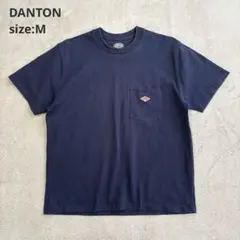 【DANTON】（M）ポケットTシャツ ネイビー クルーネック レディースのサムネイル