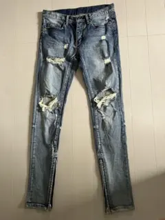 mnml ミニマル ダメージ　加工デニムパンツ ストレッチスキニー W29