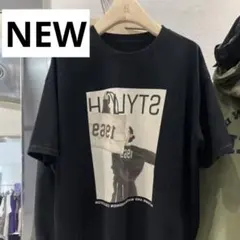 韓国ファッション　レディースTシャツ　M グラフィックプリント 黒Tシャツ　新品