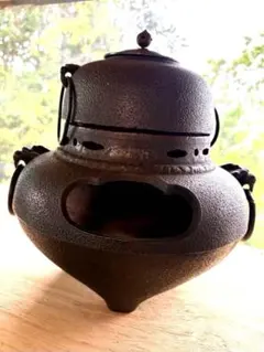 茶道 茶道具 鉄製 風炉 茶釜 持ち手付き 伝統工芸品 アンティーク