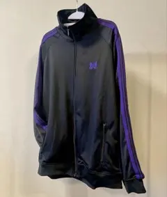 Needles ニードルス　トラックジャケット L 黒/紫 NEEDLES/×ニードルス/LEATHER TRACK JACKET/レザー トラックジャケット
