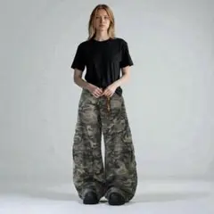 906 3XL y2kデニムパンツ 迷彩バギーデニム迷彩デニム カモフラ