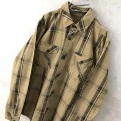 90s JEEP タータンチェック シャツ ヴィンテージ 希少 ブラウン Ｌ