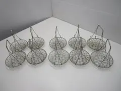 P341★てんぷら盛かご　10客セット　ざる皿　13.5cm 脚付き★中古品