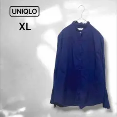 【ユニクロ×イネス】フリルシャツ 長袖 シンプル 上品 紺 ネイビー XL