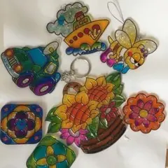 グラスデコのキーホルダー、磁石