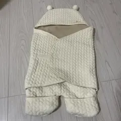 新生児〜 フード付きアイボリーおくるみ