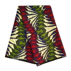 【セール】レッド/グリーン/イエロー アフリカ布 1ヤード　アフリカンプリント