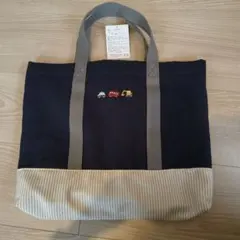 働く車 刺繍 トートバッグ ネイビー ストライプのサムネイル