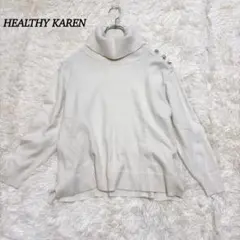 ★HEALTHY KAREN タートルネックセーター【M】金ボタン アイボリー