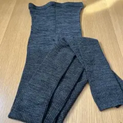 ユニクロ 14分丈 ヒートテックニットレギンス　ダークグレー　リブ