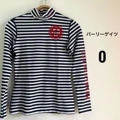 美品】パーリーゲイツ チェリー ボーダー 半袖モックネックシャツ M