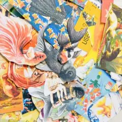 ビンテージ　ジャンクジャーナル　金魚コラージュ　素材