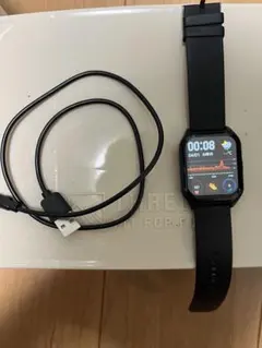 ブラック スマートウォッチ 本体 充電ケーブル付き