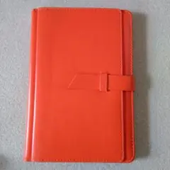 オレンジ 合成皮革 手帳