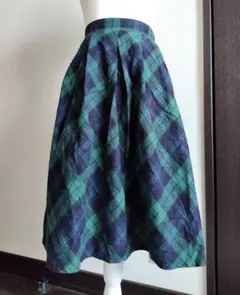 ONEWAY　グリーン　タータンチェック柄　フレアスカート M