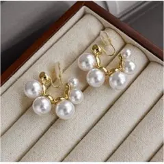 セール！パール風イヤリング ゴールド 大人上品