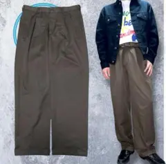 VAN HEUSEN ポリスラックス　ツータック　ブラウン　80s 90s 古着
