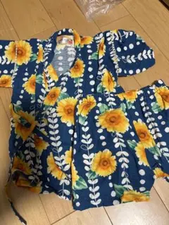 ひまわり柄 甚平 90