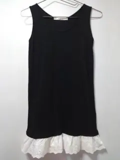 裾花柄レース&フリル☆チュニック 黒 M ☆新品未使用