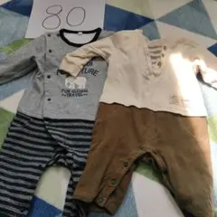 183.ベビーロンパース　80　古着　2枚セット