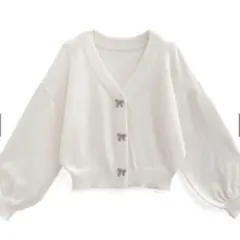 リボンビジューシアーニットカーディガン