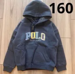 ポロラルフローレン　胸元POLO刺繍グレーブルー裏起毛パーカー160