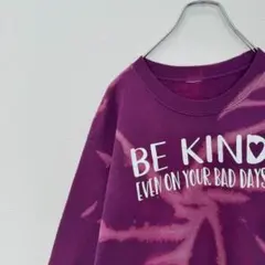 US古着 リメイク スウェットBE KIND タイダイ ブリーチ パープル 紫のサムネイル