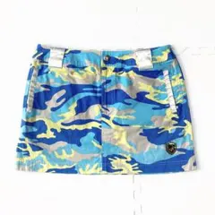 ラッセルノ レディース ミニスカート スコート L ゴルフ カモフラ 迷彩 青