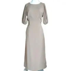 (新品未使用品)　ブラウン バルーンスリーブ ドレス ロングワンピース 【XL】