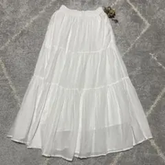 【美品】ふんわりコットンスカート　ホワイト　M