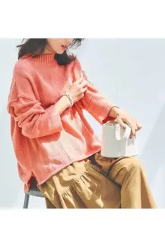 IEDIT　コーラルピンク　長袖　ニット