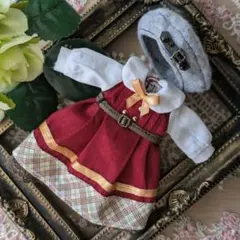 127 ピコニーモ オビツ11 トラッドスタイルジャンスカ風ワンピース レッド