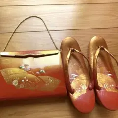 赤金色 草履バッグ セット