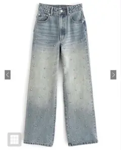 ビジューストレートデニムパンツ