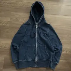 き*こ様 00s archive ジップパーカー デニム柄 短丈 ネイビー ct