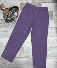 【美品】GU ジーユー　パープル プリーツ入り パンツ