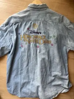 【希少】90s ディズニーストア ノートルダム 刺繍 デニムシャツ XL
