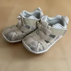 イフミー　ベージュ レース メッシュ サンダル 14.0cm