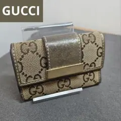 GUCCI グッチ GGキャンバス ロゴプレート 6連キーケース