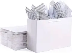 ホワイトクラフトペーパーバッグ 12パック 16x6x12インチ