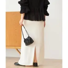 新品未使用タグ付◇plage スリットリネンスカート36 ブラック RESEXXY ダブルスリットマーメイドスカート（ブラック