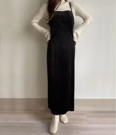 カラウティア　ベロア調　Iラインキャミワンピース