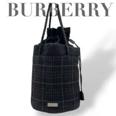 【希少】BURBERRY 巾着トートバッグ チェック柄 丸型 ハンドバッグ